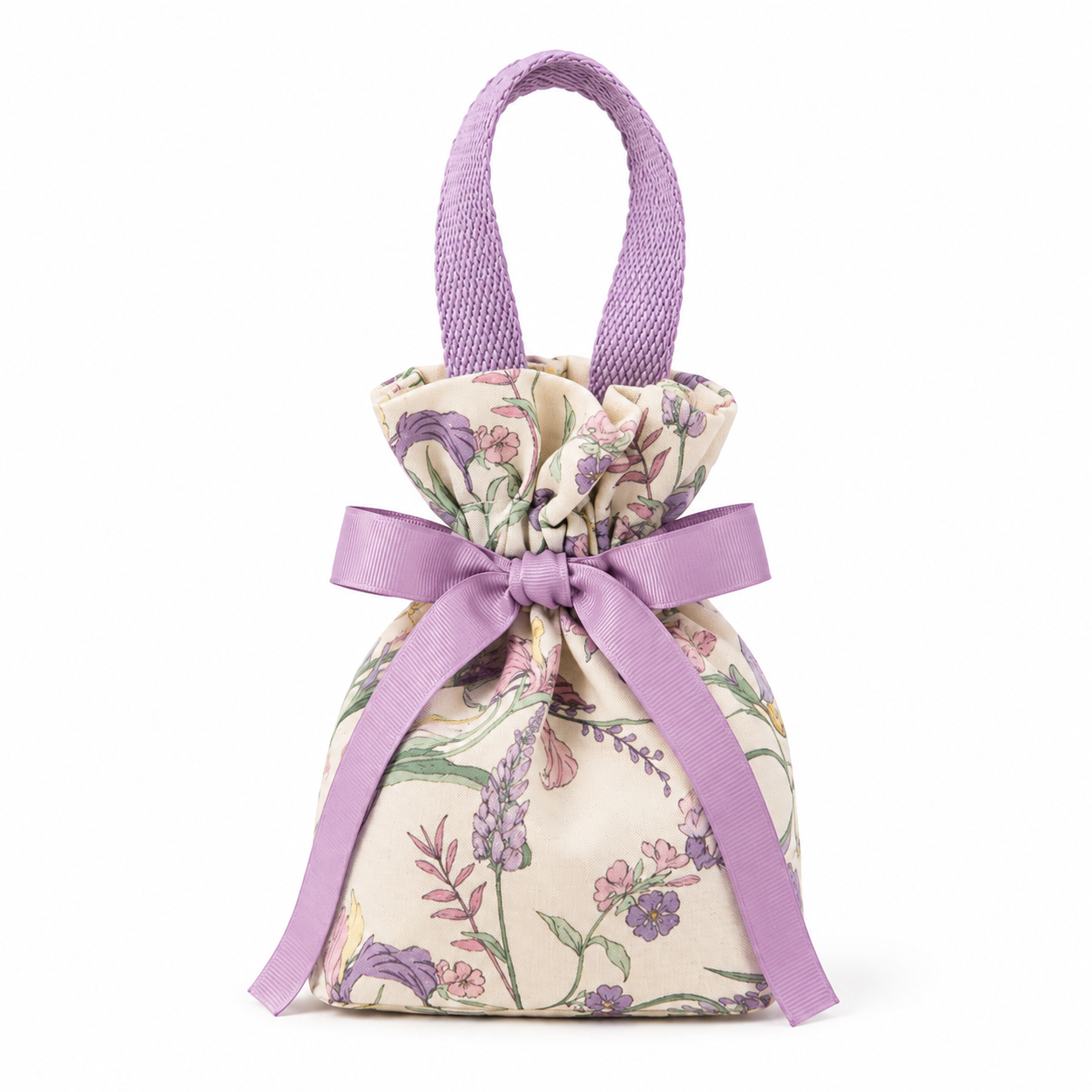 Purple floral cotton canvas premium jewellery gift bag