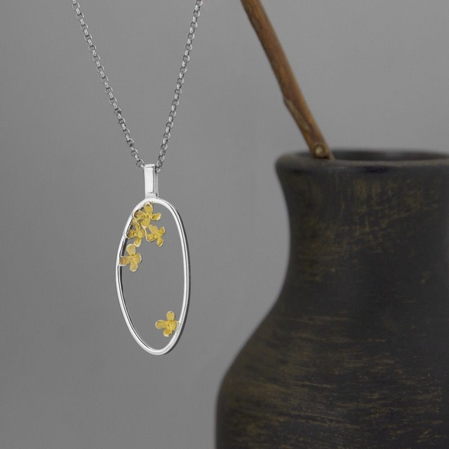 Falling Osmanthus Silver Necklace
