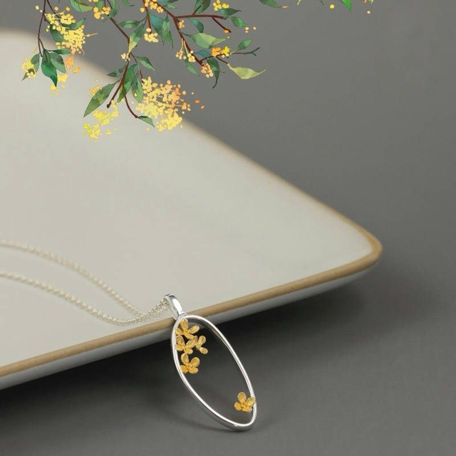 Falling Osmanthus Silver Necklace